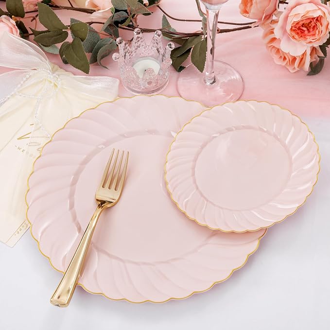 YOUBET 125PCS Pink Plastic Plates - Image 7