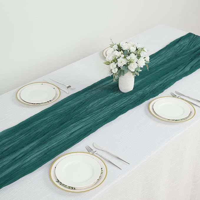 Efavormart 10ft Peacock Teal Cheesecloth Table Runner - Image 8
