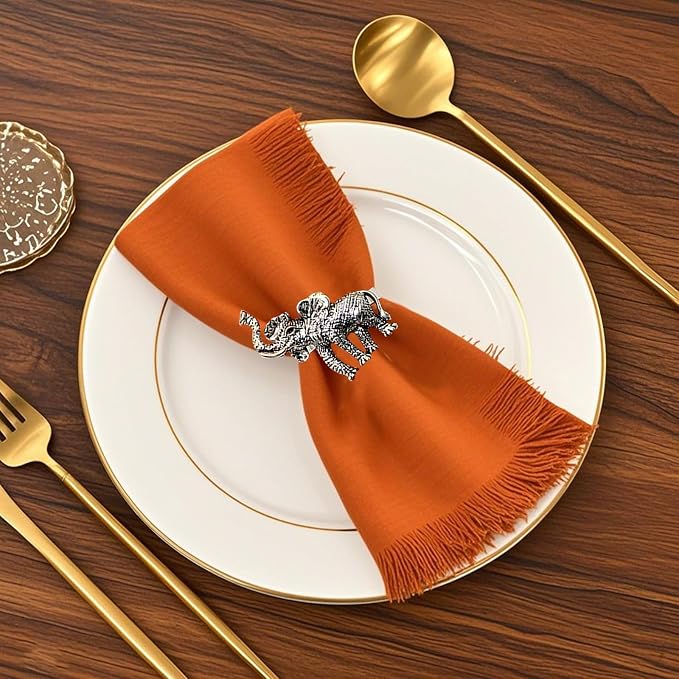 Elephant Napkin Rings Set of 12 Silver Metal Animal Napkin Ring - Image 3