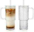 20 oz Glass Tumbler with Lid and Straw, Glass Iced Coffee Cups, Spill-proof by Unknown