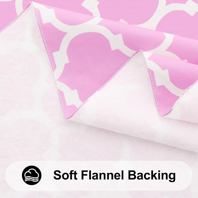 Smiry Round Plastic Table Cloth, Waterproof Vinyl Tablecloth with Flannel Backing for Round Tables, Wipeable Spillproof Tablecloths for Dining, Camping, Indoor and Outdoor (60" Round, Pink)