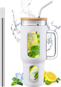 WINSA Glass Tumbler with Lid and Straw, 46 oz, Large Water Bottle with Silicone by WINSA