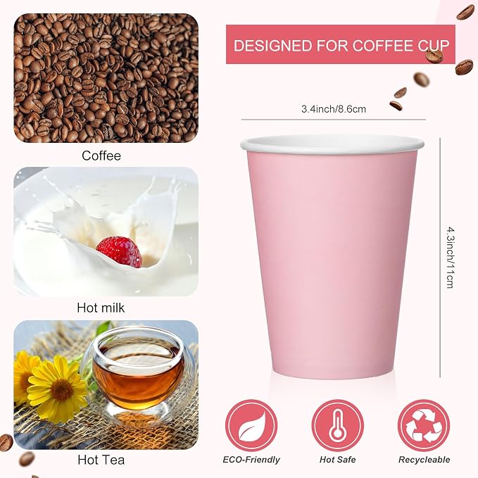 Patelai 100 Pcs 12 oz Disposable Coffee Cups - Image 2