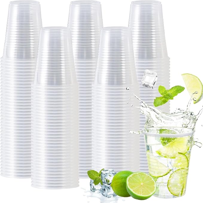 12 oz Clear Plastic Cups 300 Pack, Disposable Cups,Party Drinking Cup, Cups for Party, Graduation, Travel, Holiday, Events