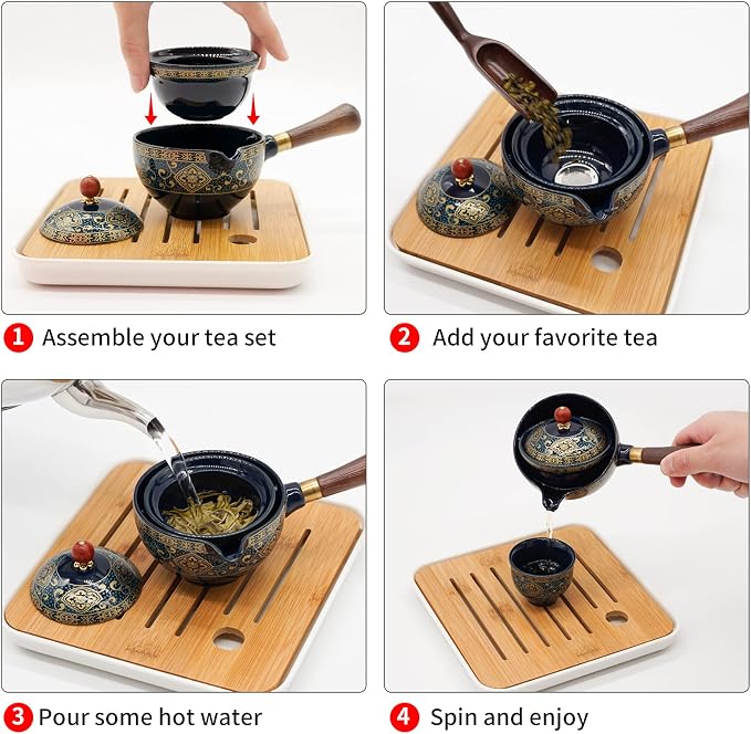 LURRIER Porcelain Chinese Gongfu Tea Set, Portable Teapot Set - Image 5