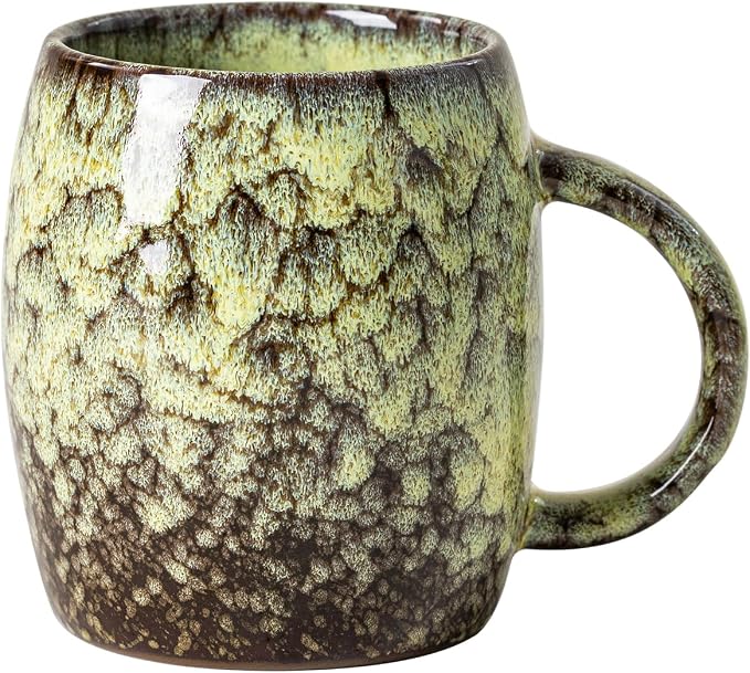 Amber Nebula Ceramic Coffee Mug - 14 oz Unique Reactive Glaze Coffee Cup by XIYUANJI