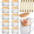 Vintage Coffee Mugs 12pcs Overnight Oats Containers Embossed Glass Tea Cups | by Fashionstorm