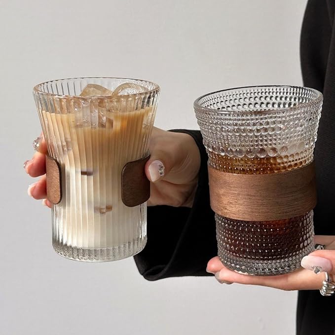 Glacier Glass Coffee Mug | 4-Pack 301-400ml | No Sleeve, Stylish Heat-Resistant - Image 3