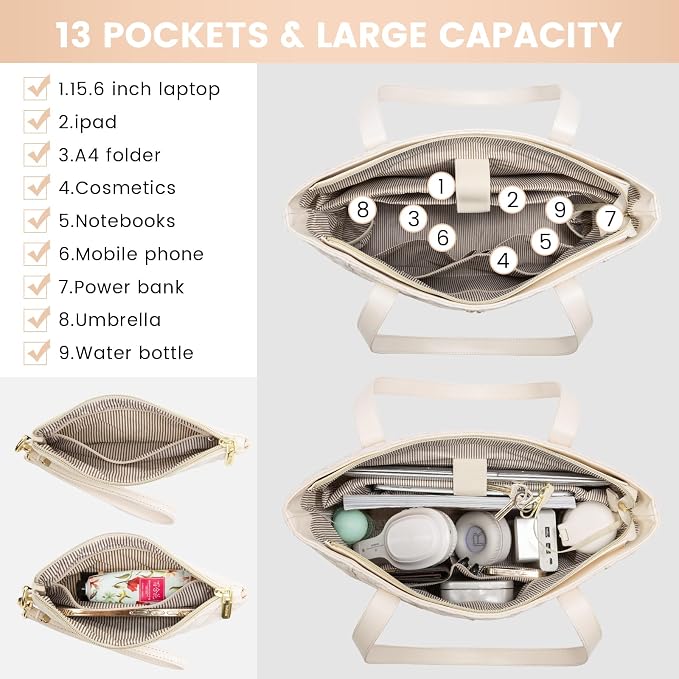 LOVEVOOK Laptop Bag for Women 15.6 inch, Diamond Quilted Work Women Laptops - Image 3