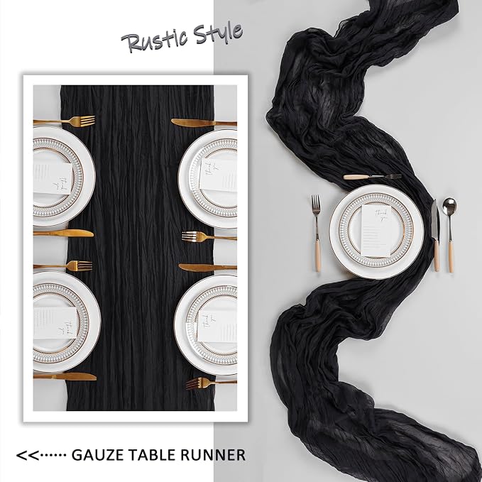 12 Pack Black Table Runner Cheesecloth 10Ft Gauze Cheese Cloth Table Runner - Image 6