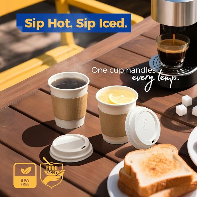 Fit Meal Prep 50 Pack 10 oz Disposable Coffee Cups - Image 4