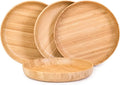 Bamboo Plates 7.5Inch Round Bamboo Plate Reusable Dinner Plate Tableware 4PCS Wooden Plates Lightweight Dishes Snack, Dessert, Unbreakable Classic Plate