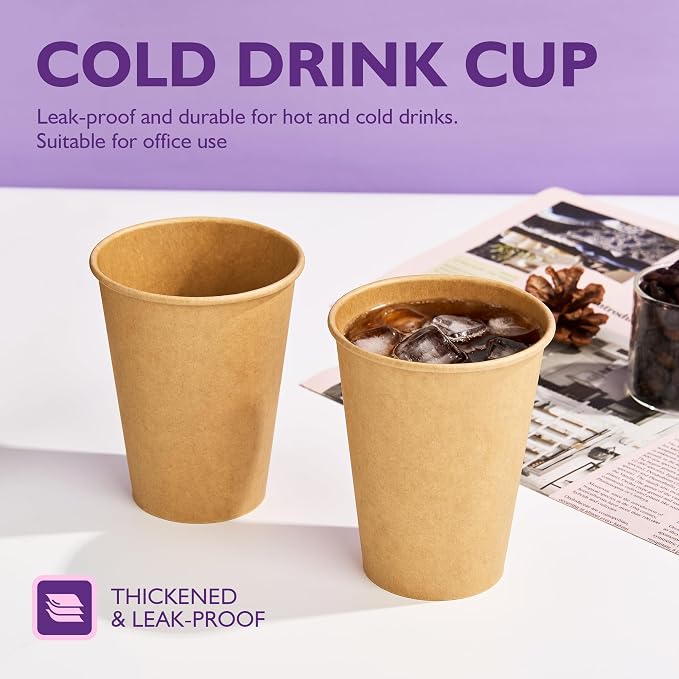 12 oz Brown Disposable Paper Coffee Cups, Disposable Hot Cups - Image 4