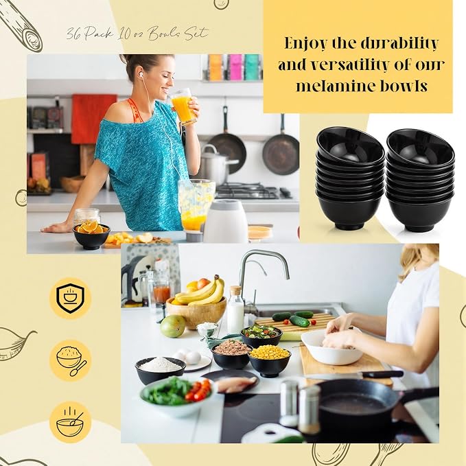 Tioncy 50 Pcs Bowls Set Unbreakable Dessert Soup Salad Bowls - Image 5