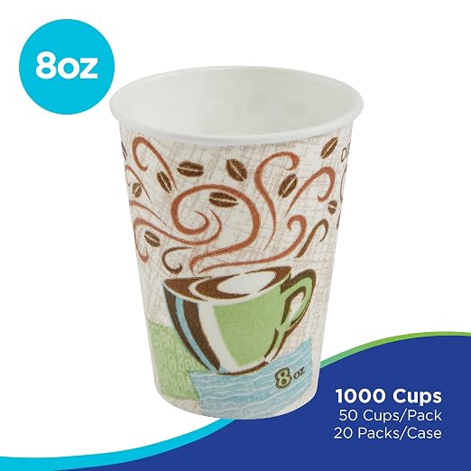 Dixie PerfecTouch 8 oz Paper Coffee Cups By GP PRO, Coffee Haze Design - Image 2