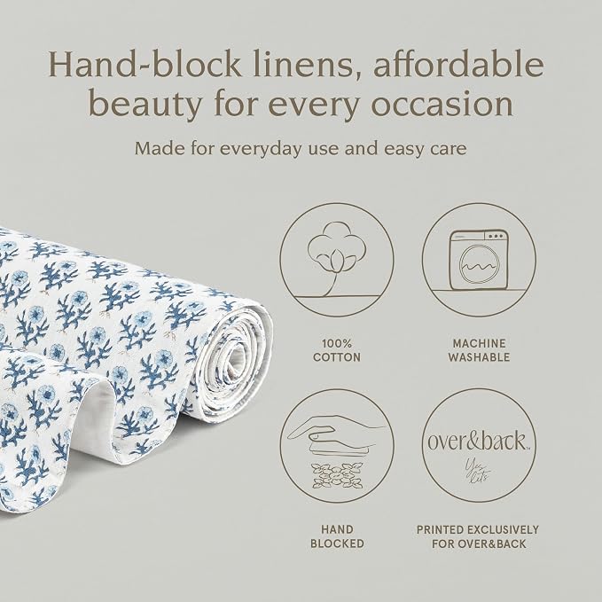 Over&Back 18x108 Hand-Blocked Printed Cotton Table Runner - Image 2
