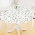Smiry Round Plastic Table Cloth, Waterproof Vinyl Tablecloth with Flannel Backing for Round Tables, Wipeable & Spillproof for Dining, Camping, Indoor and Outdoor (60" Round, Beige)