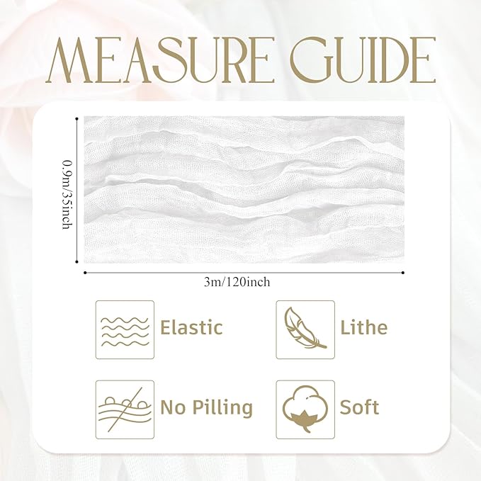 Cheesecloth Table Runner Ivory 10FT Boho Gauze Runner, 12 Pack | 120 Inch - Image 2