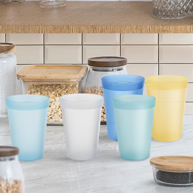 Blwan 15.2oz Plastic Cups, 8 Pack Reusable BPA-Free Unbreakable Drinking Cups - Image 5
