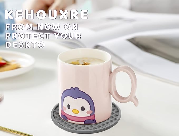 Rubber Coasters Set 6 with Holder, Non-Slip Silicone Drink Coaster Cup Mats | - Image 3