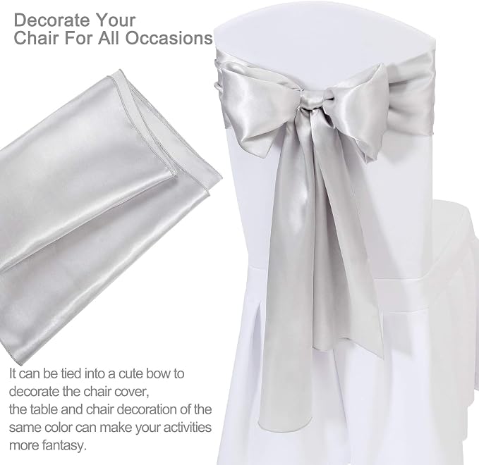 Silver Satin Table Runners 10 Pack 12x108 inch Silk Smooth Fabric | Bright - Image 4