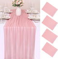4 Pcs 10FT Dusty Rose Chiffon Table Runners 30x120 Inches Boho Tulle Fabric by SAJOO
