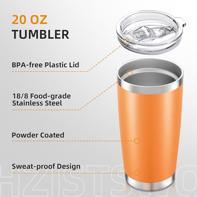 20oz Tumbler Bulk with Lid Stainless Steel Tumblers, 12 Pack | Leak Proof Lid - Image 3