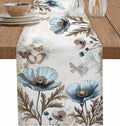 Vintage Tulip Flowers Table Runners 120 Inches Long, Cotton Linen Fabric Table by Edwiinsa