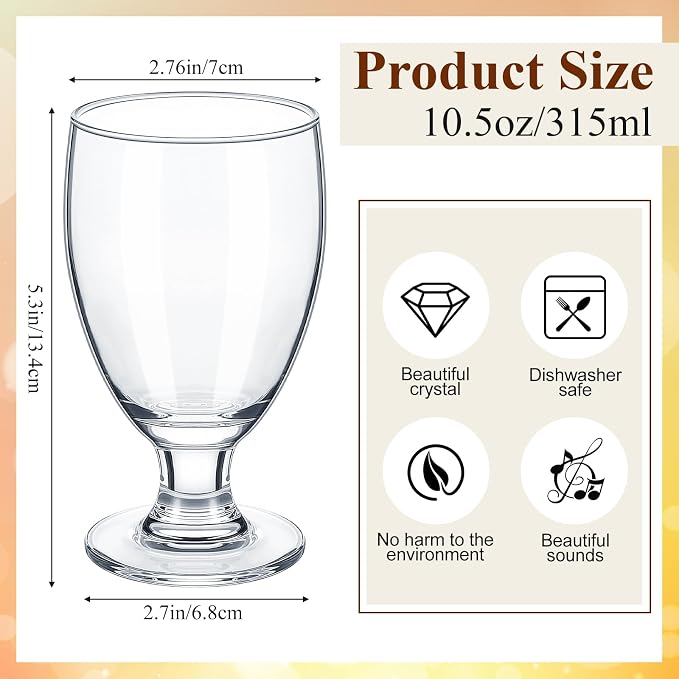 Patelai Set of 60 Water Goblet, 10.5 oz Clear Drinking Glasses Bulk Dishwasher - Image 2