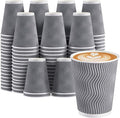 Clawsoff 50 Pack 12 oz Coffee Cups Disposable Insulated Paper Cup Gray | by BuyNow