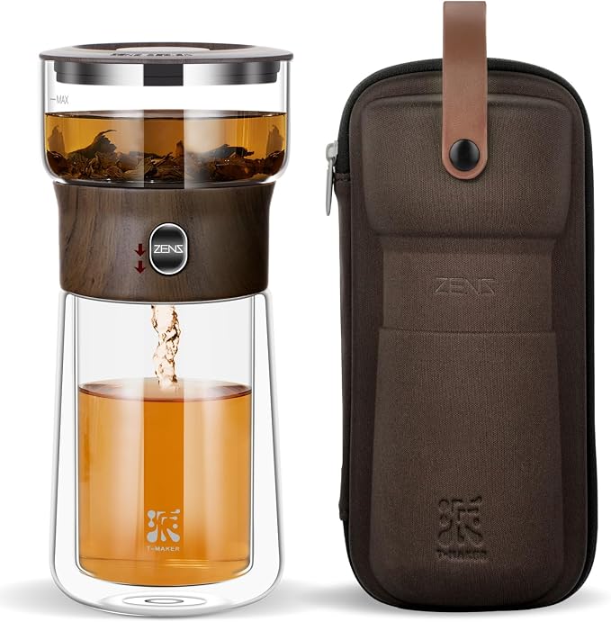 ZENS Glass Infuser Teapot, One Touch Tea Maker by ZENSLIFESTYLE