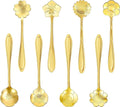 8-Piece Golden Flower Tea Spoon Set | Stainless steel gold spoons; by Unknown