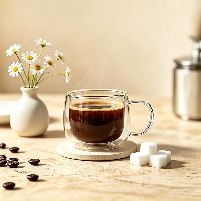 CNGLASS 8.5oz Double Walled Glass Coffee Mugs - Image 4