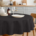 JIUZHEN Faux Linen Round Tablecloths 102 inch, Decorative Wrinkle Free Texture Rustic Circle Table Cloth Cover for Kitchen, Dining, Party, Wedding, Outdoor Use (102 Inch Round,Black)