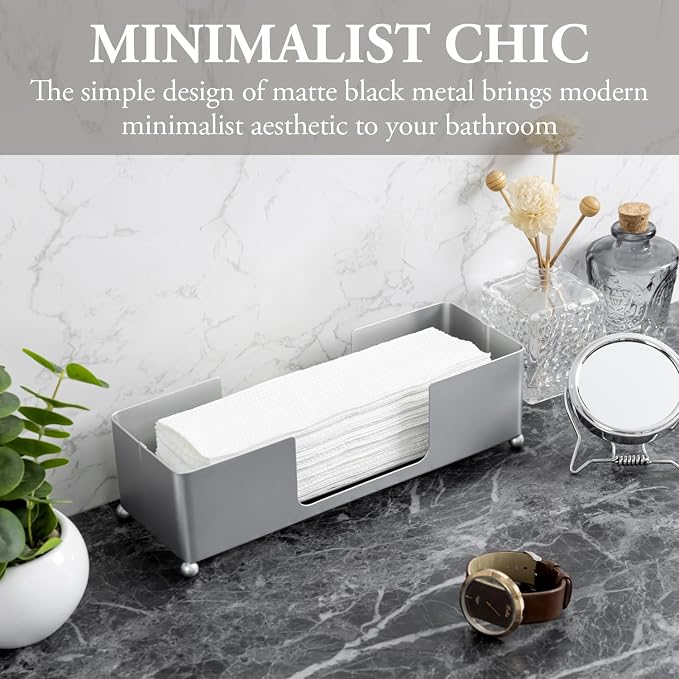 MyGift Modern Silver Tone Metal Tabletop Folded Paper Towel Dispenser | Modern - Image 3