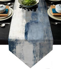 Blue and Grey Table Runner 13x72 Inch Modern Abstract Art Painting Kitchen by ZCHOMI