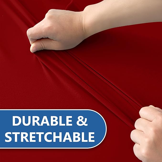 Spandex Table Cover for 6 foot Rectangle Tables-8 Pack Fitted Stretch Red Tablecloth-Elastic 6ft Christmas Tablecloths for Party, Vendor Booth Display, Banquet Buffet Event, Craft Trade Show