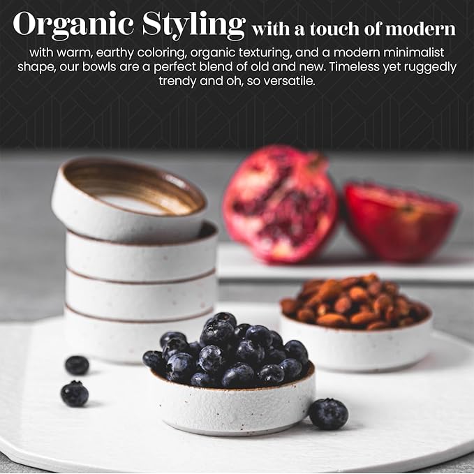 Vikko Small Dipping Bowls, Set of 4 Mini Soy Sauce Dish, 3" Stoneware Cups for Dips, Condiments, Charcuterie Boards - Microwave and Dishwasher Safe