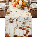 White Pumpkins Fall Table Runner 72 Inches Long, Thanksgiving Harvest Table by Unknown