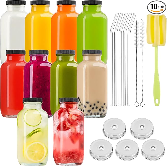 Kucoele 16oz Glass Juice Bottles by Kucoele