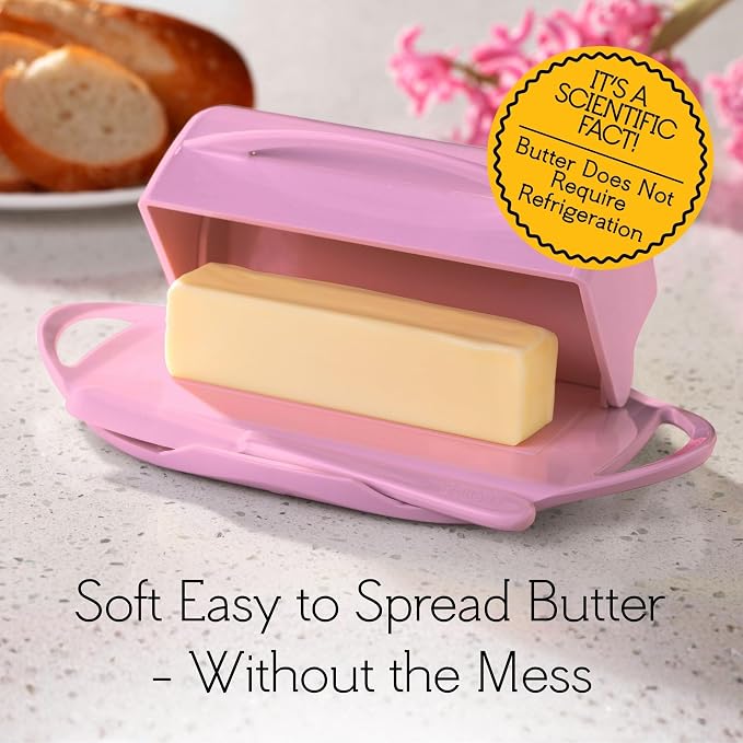 Flip Top Butter Dish with Attached Lid & Matching Knife, 2 Pack - Image 5