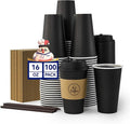 JOLLY CHEF 16 oz Coffee Cups-100 Pack, Disposable Black Hot Paper Cups by JOLLYCHEF