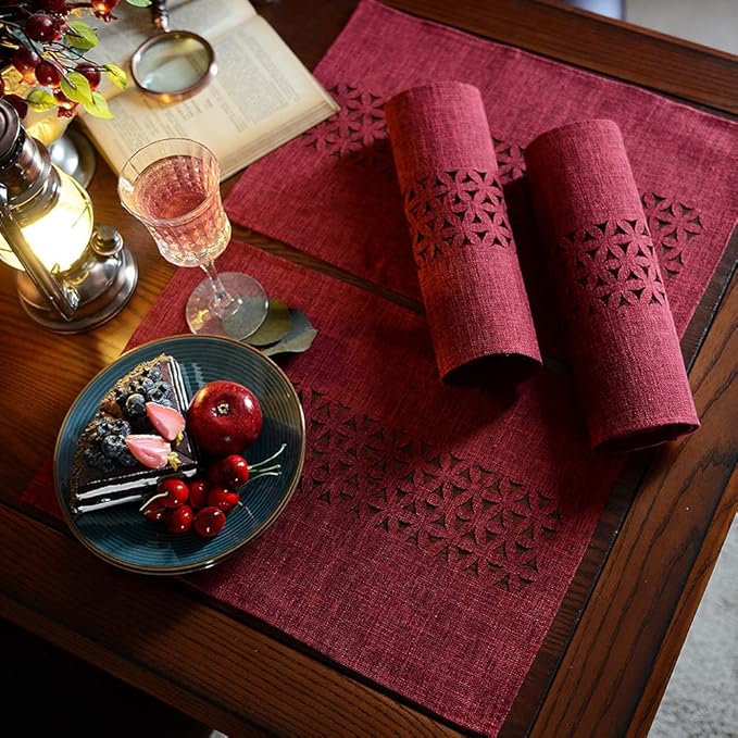 ARTABLE Burgundy Rectangle Fabric Table Runner Finished Edge 16 x 120 Inch | - Image 6