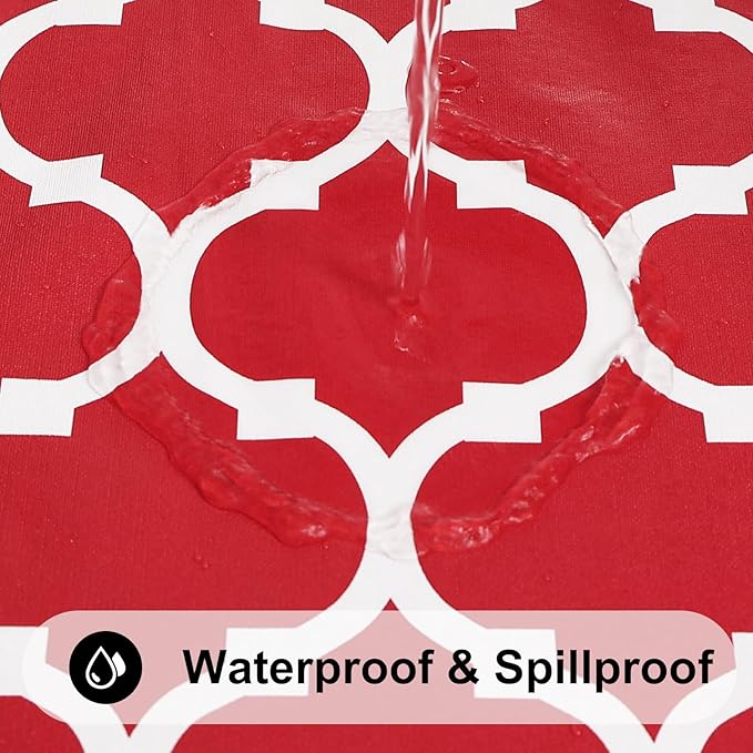 Smiry Square Table Cloth, Waterproof Vinyl Tablecloth with Flannel Backing for Square Tables, Wipeable Spillproof Plastic Tablecloths for Dining, Camping, Indoor and Outdoor (54"x54", Red)
