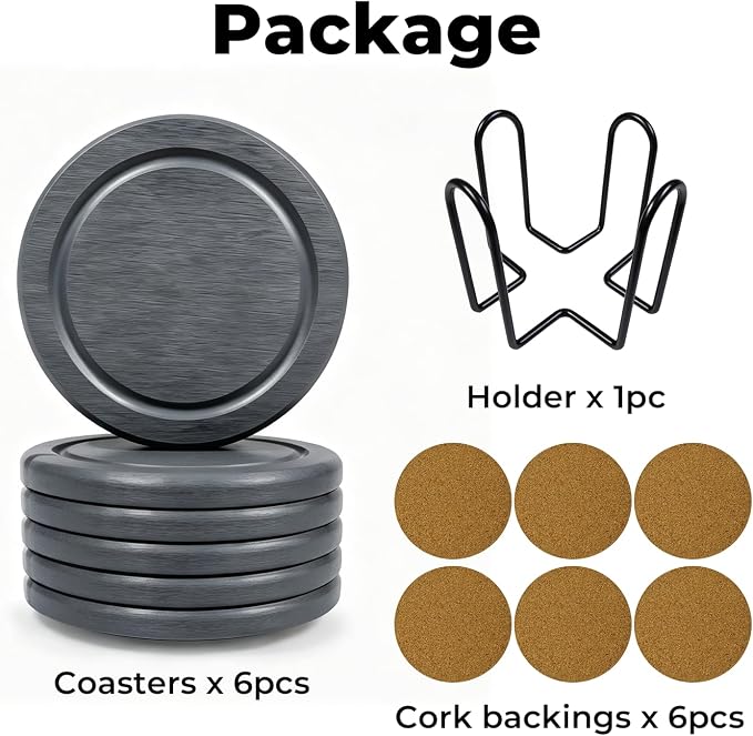Absorbent Diatomaceous Earth Coasters Set of 6, - Image 7
