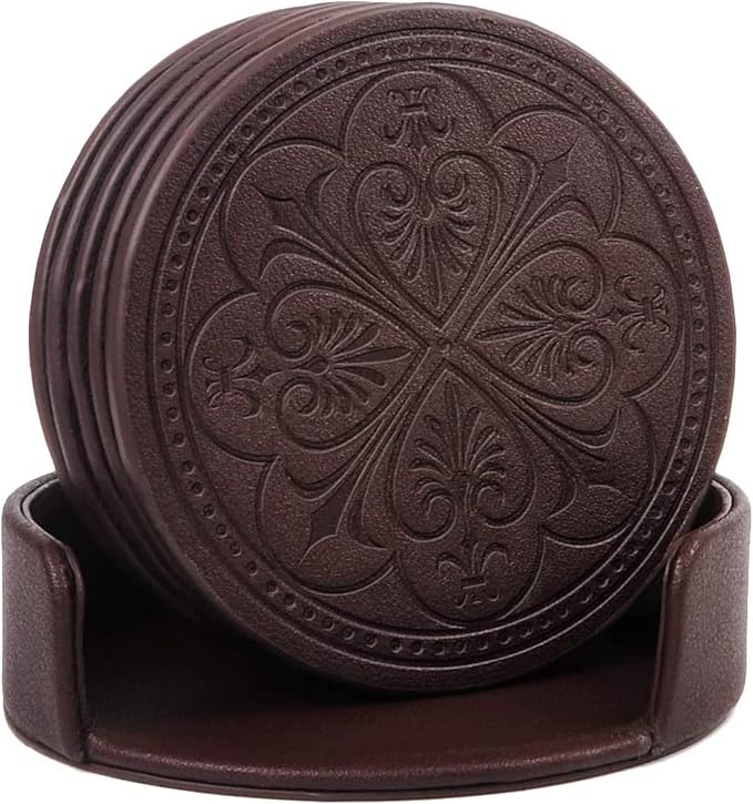 Drink Coasters, PU Leather Bar Beer Beverage Coaster - Image 2