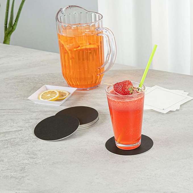 Restaurantware Paper Coasters 100 Pack of 4 Inch Disposable Beverage Coasters Absorbent for Hot and Cold Drinks Black Coffee Cup Essentials for Table Decor, Kitchen, Home Patio or Living Room