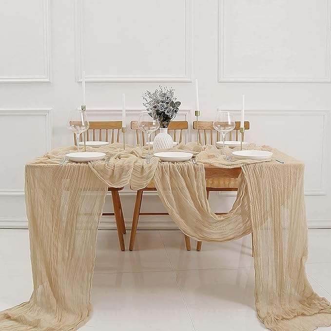 12 Pack Beige Cheesecloth Table Runner 10ft Boho Gauze Cheese Cloth Table - Image 4