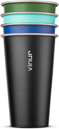 20 oz Stainless Steel Cups-Colorful Stackable Metal Drinking Glasses 4 Pcs | by Vinur