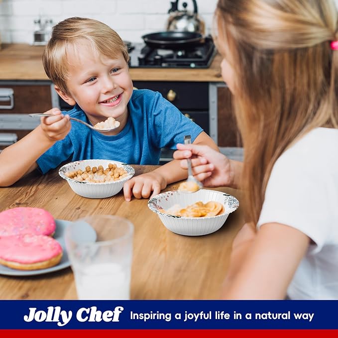 JOLLY CHEF 16 OZ Disposable Paper Bowls with Floral Print 156 Count Heavy-duty Bowls Bulk Perfect for Parties,Picnics,and Everyday Use